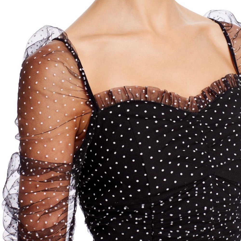 Mesh polka dot ruched dress